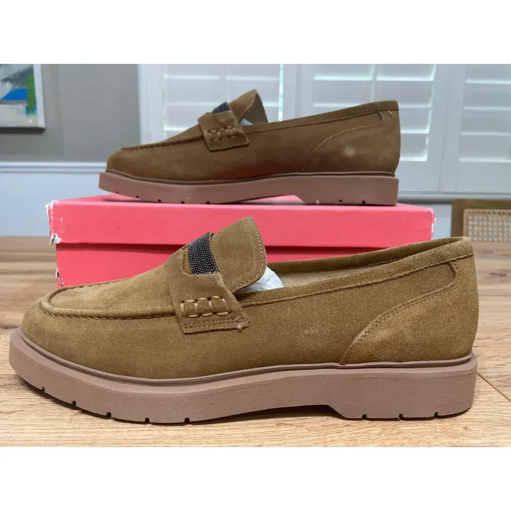 Vaneli Kimmo Loafers Tobacco Nival Suede Size 8 Comfy Moccasin Sihouette